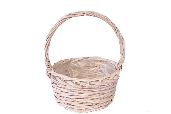 White round wicker basket planter