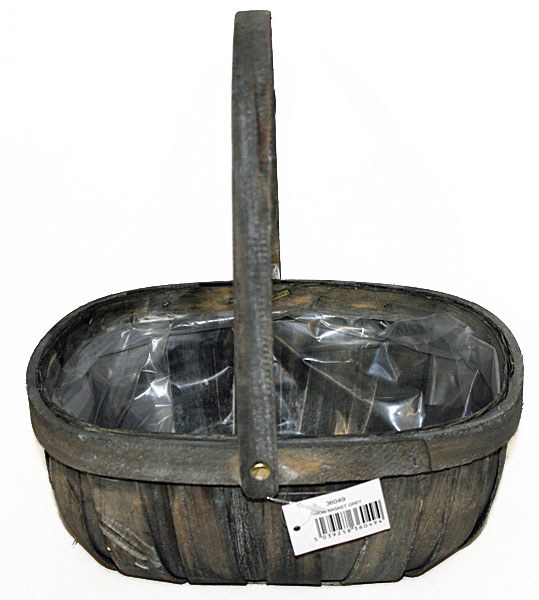 Grey wood trug floirst basket