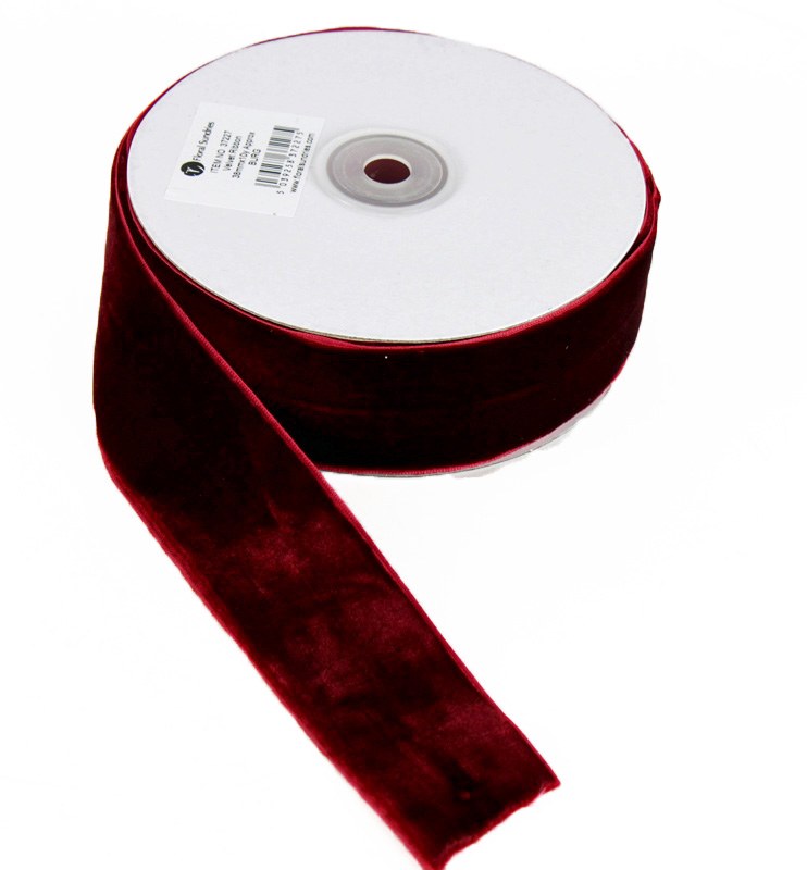 Ribbon Velvet Burgundy 38mm x 10 Yards Approx