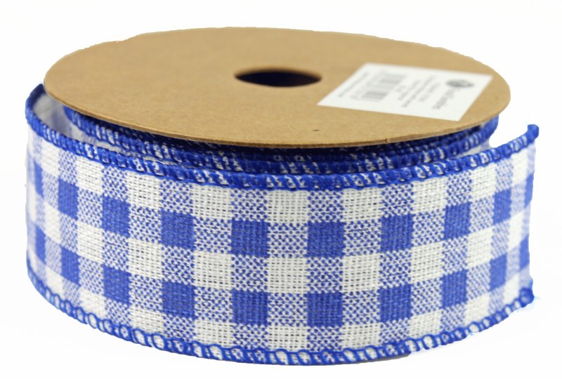 Picture of Ribbon Gingham Wired Edge 4cm x 10Yards Blue