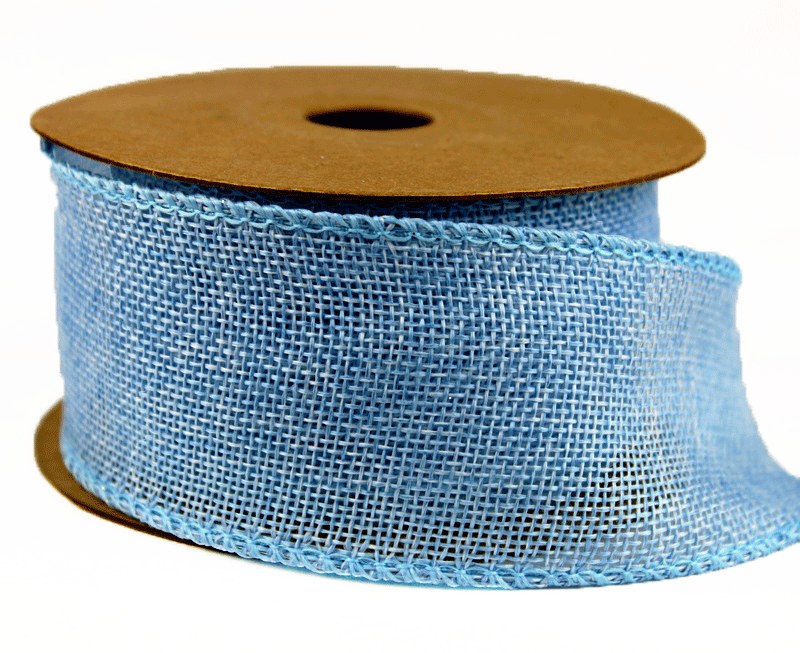 Picture of Ribbon Wired Edge Jute Blue 5cm x 10 Yards