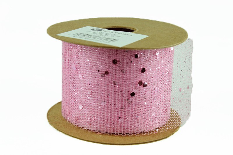 GLITTER RIBBON 5CMX10Y P.PINK