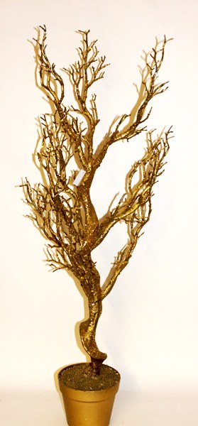 Gold glitter Christmas wishing tree in pot 38.5inches