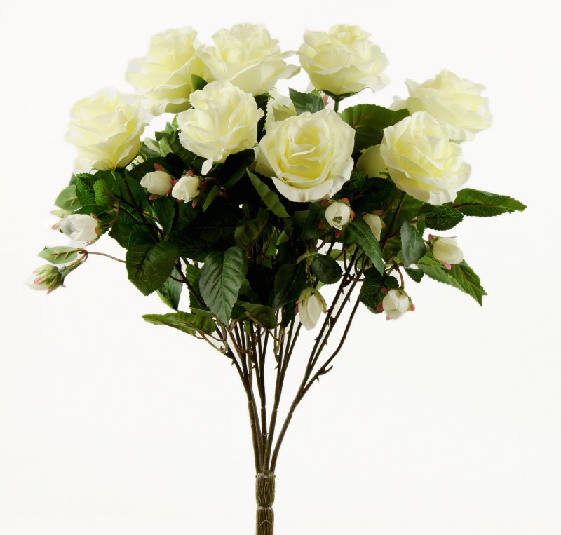 Ivory Artificial Rose Bunch x 15