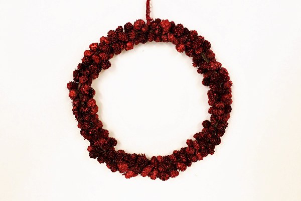 Picture of Red Christmas pine cone wreath 30cm