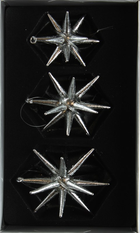 Silver Christmas hanging stars x 3