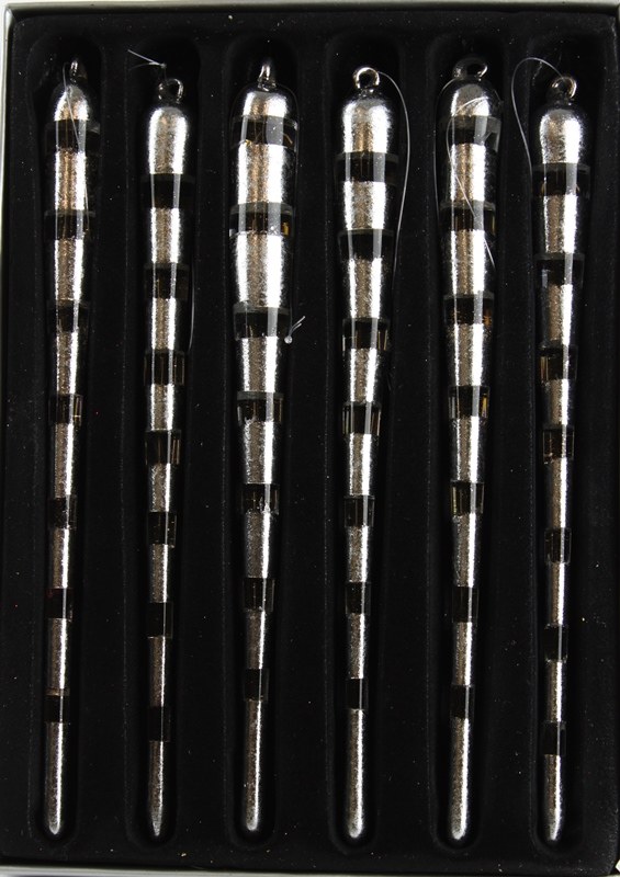 Silver Christmas icicles x 6
