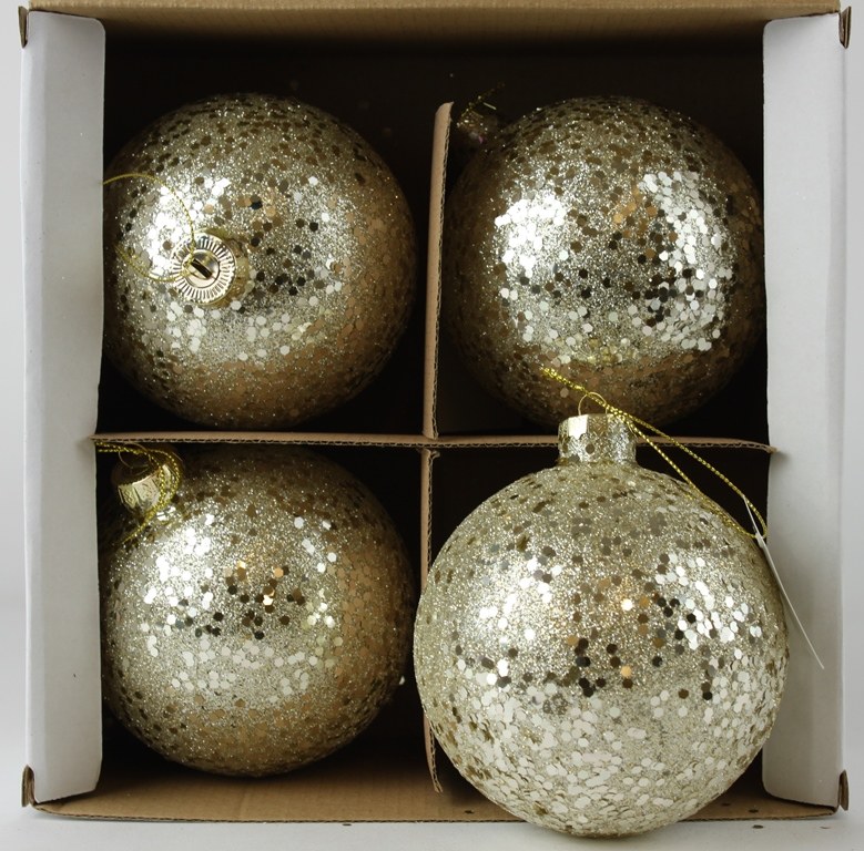 Glass Christmas Baubles Glitter 10cm x 4