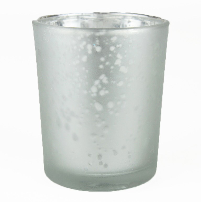 Glass Tea Light Holder Matt Silver 6.5cm
