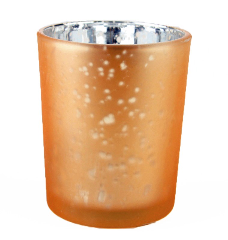 Glass Tea Light Holder Champagne/ Silver 6.5cm