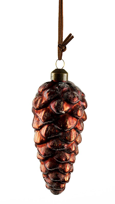Glass Pine Cone Bauble 13.5cm Bronze