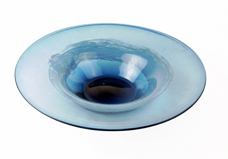 Hand Blown Navy Art Dish 39cm