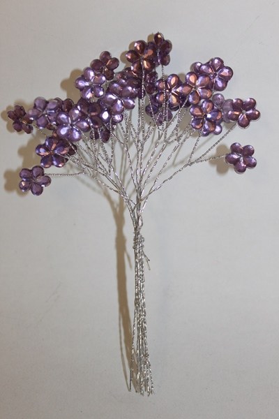 Purple diamante flower spray