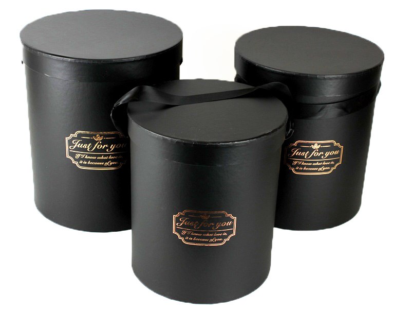 Hat Boxes Cream & Black Round Set of 3 Large