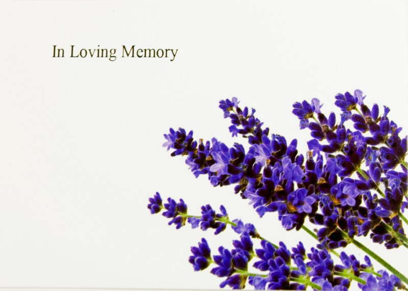 Picture of Florist Cards Large In Loving Memory Lavender x 9pcs