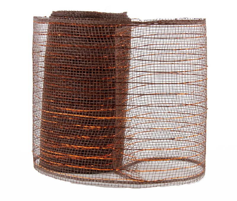 Decor Mesh Fabric Brown/ Copper Metallic Thread 15cm x 10Yds