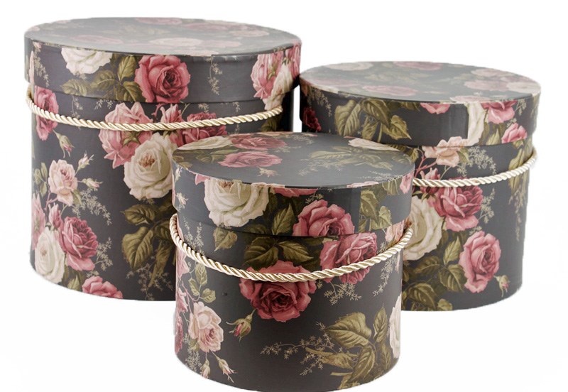Pale Pink Hat Box (Set of 3, 19.5cm)