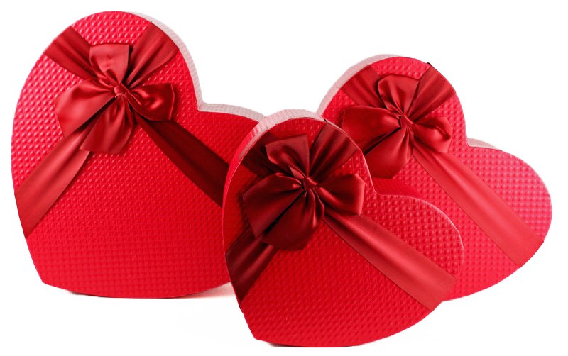 Florist Heart Hat Boxes x 3 Red