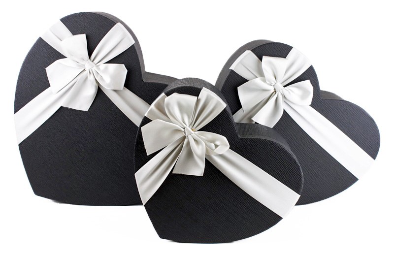 Florist Heart Hat Box x 3 Black