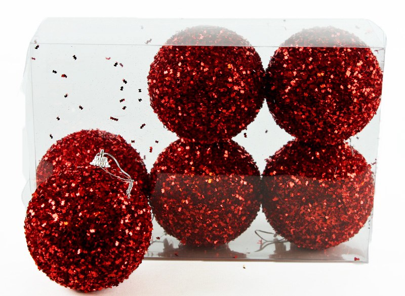Christmas Baubles 8cm Red x 6