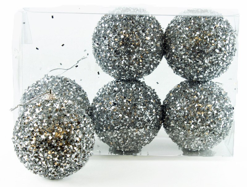 Christmas Bubles 8cm Silver x 6