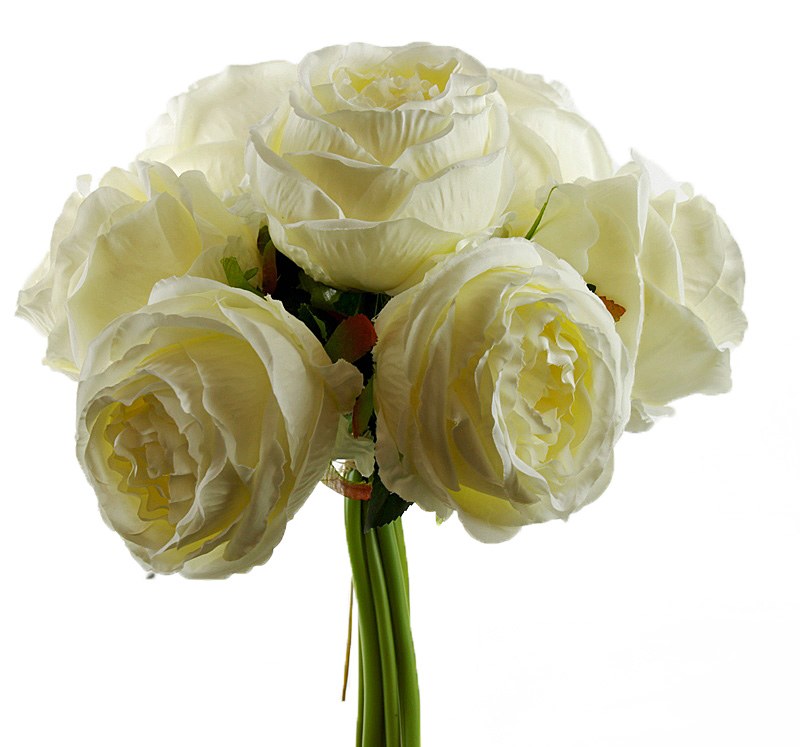 Artificial Rose Bunch Large x 7 Stems Ivory
