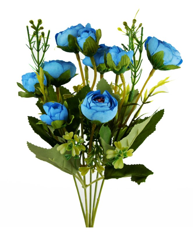 Artificial Flower Ranunculus Bunch Blue x 10