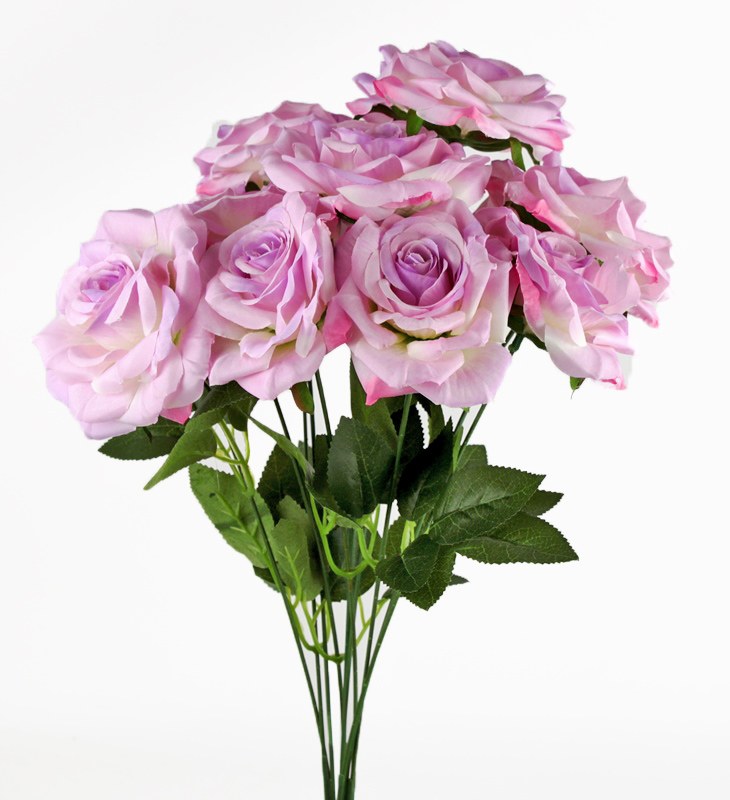 Artificial Rose Bunch x 10 Heads Lilac