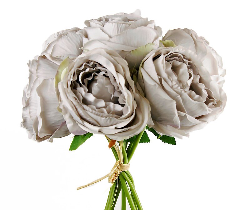 Artificial Rose Bunch x 7 Heads Grey