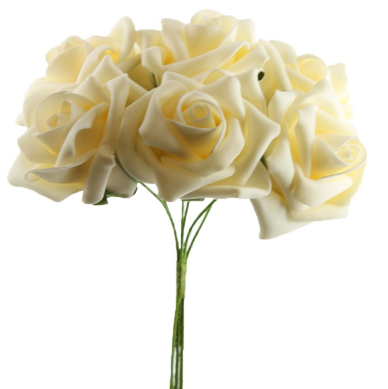 Picture of Artificial Foam Roses Pale Cream 7cm 6 Stems