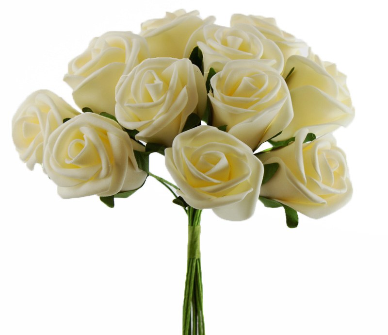 Artificial Foam Rose Bunch Pale Cream 3.5cm 12 Stems