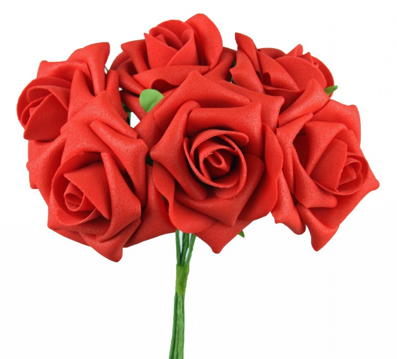 Artificial Foam Rose Flower 7cm x 6 Red