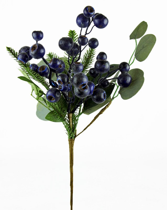 Artificial Berry Stem Blue 17"