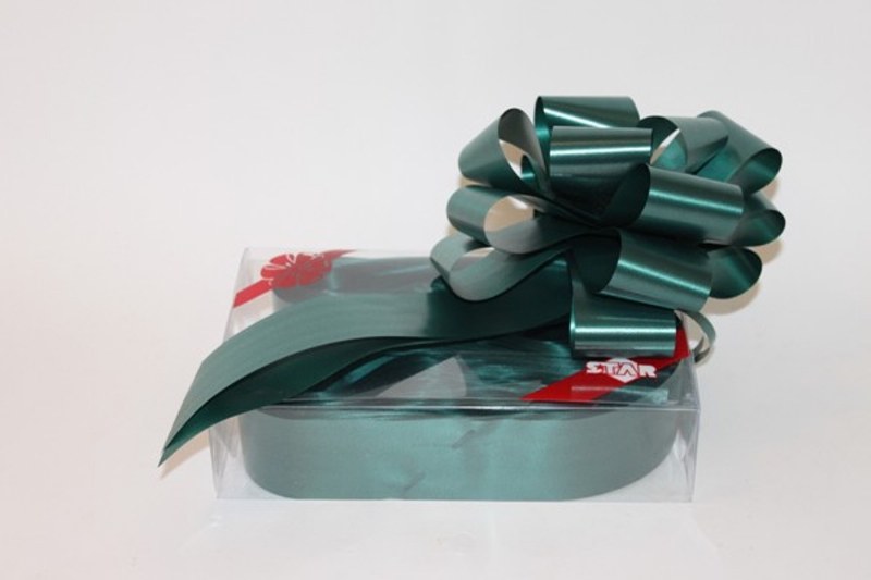 Box of 20 Hunter green ribbon pullbows 50mm P-126