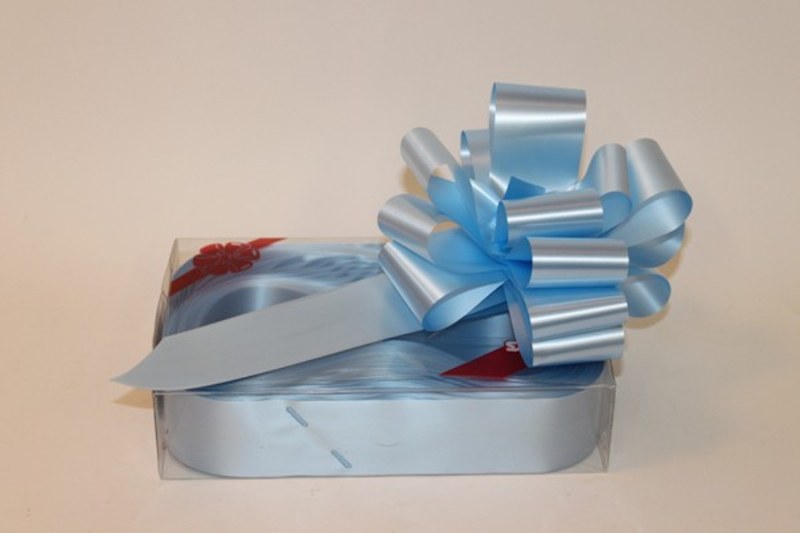 Box of 20 baby blue 50mm ribbon pullbows-P14