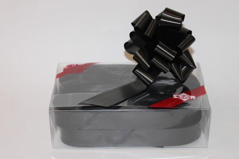 Box of 30 black 31mm ribbon pullbows-P23