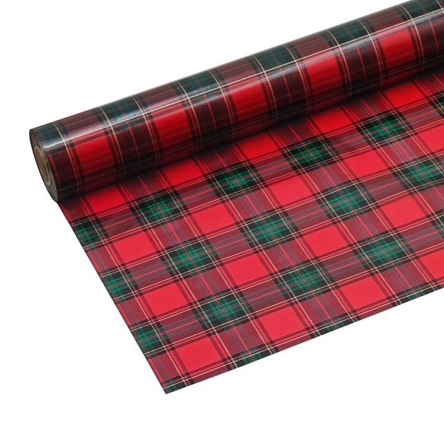 Florist Cellophane Wrap Tartan Red 80cmx80m