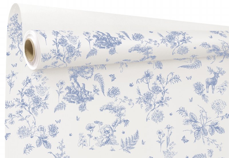 KRAFT PAPER TOILE WHITE/BLUE