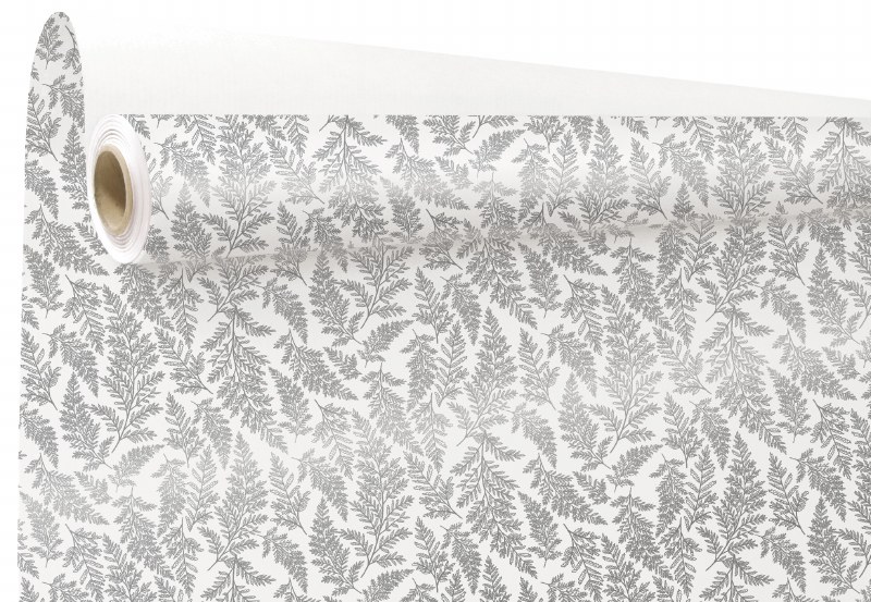 Kraft Paper Fern White/ Silver 79cm x 40m