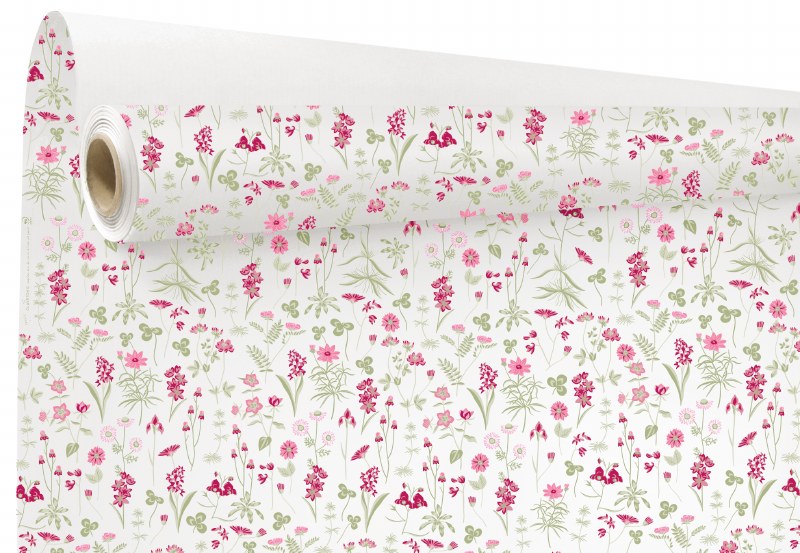 Picture of Kraft Paper Flower 79cm x 40m White/ Fuchsia