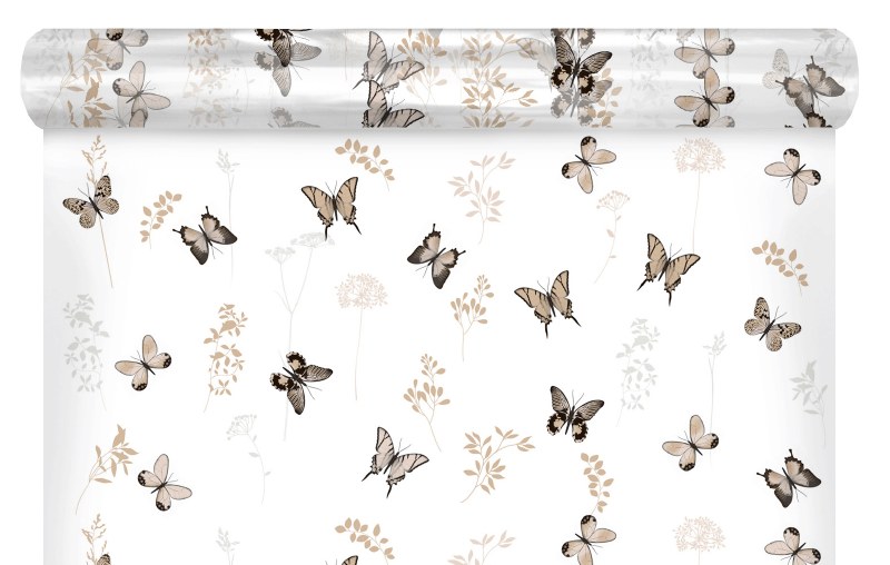 Picture of Cello Floral Butterfly Beige 80cm x 100m