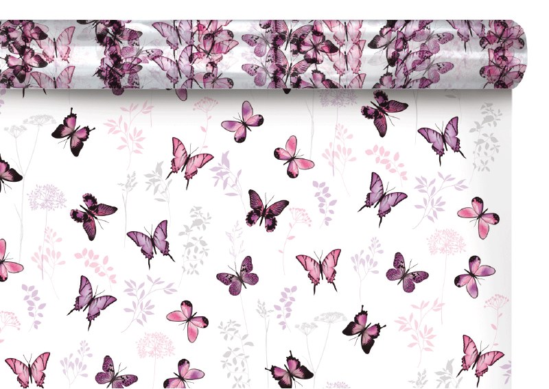 Cello Floral Butterfly Purple 80cm x 100m