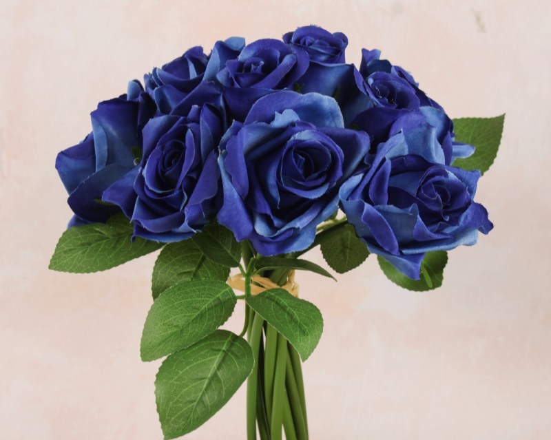 Faux Rose Bunch x 9 Stems 25cm Royal