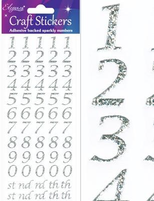 Silver Glitter Number Stickers x 1 Sheet