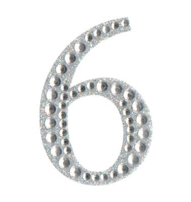 Picture of Large Diamante Number 6 Sticker