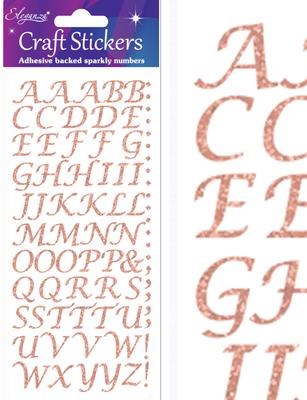 Picture of Glitter Invitation Letter Stickers – Rose Gold x 1 Sheet