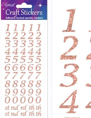 Picture of Glitter Invitation number Stickers – Rose Gold x 1 Sheet