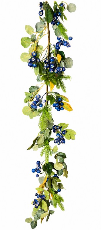 Artificial Blueberry & Eucalyptus Garland 5ft