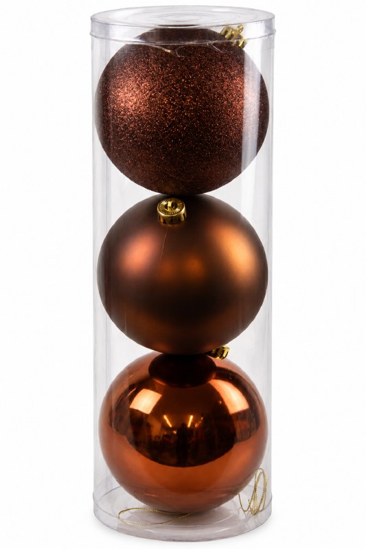 Jumbo Baubles x 3 15cm brown