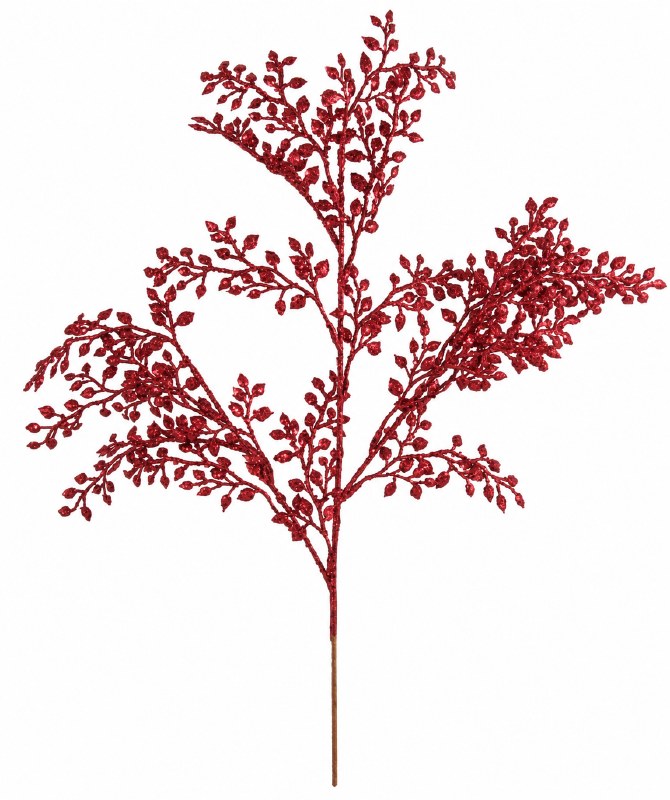 Christmas Glitter Leaves 63cm Burgundy